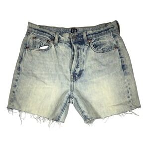 Gap Denim 1969 High Waisted Light Wash Raw Hem Jean Shorts Size 25
